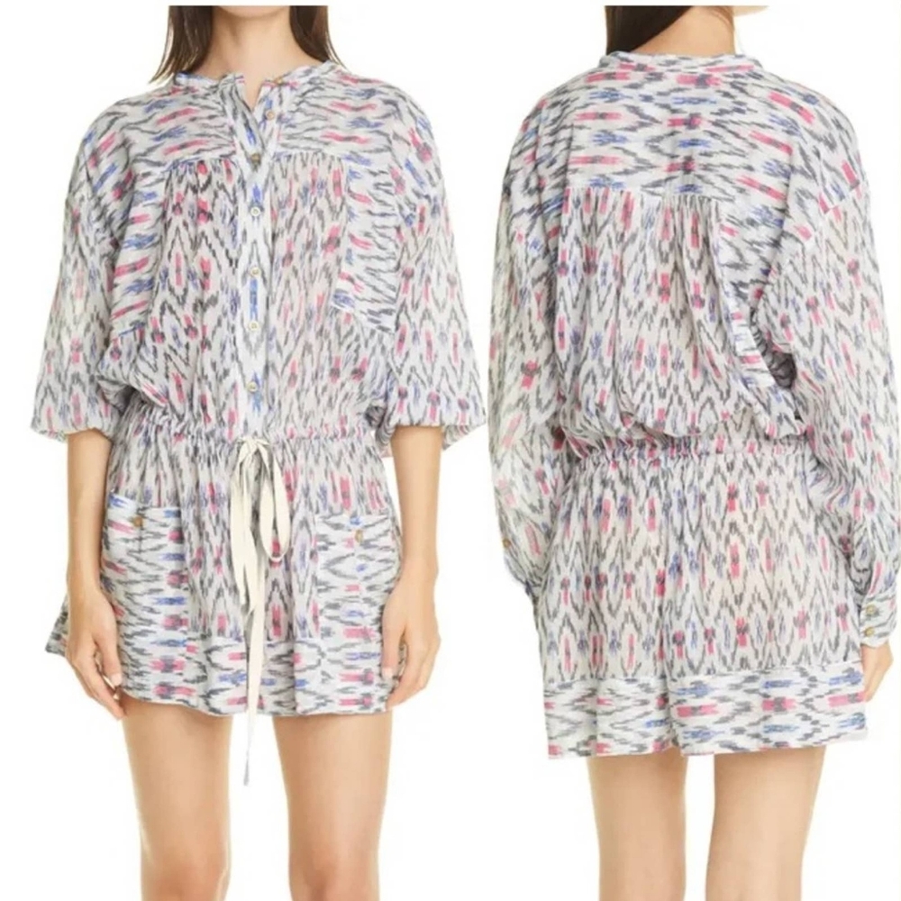 ISABEL MARANT Étoile Lehana Long Sleeve Ikat Romper - Picture 2 of 11